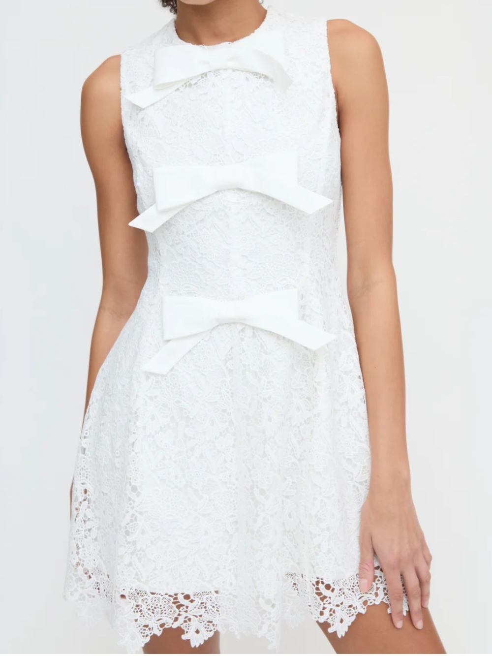 Hill House Blythe Bow Dress in White Lace - Elegant Sleeveless Dress